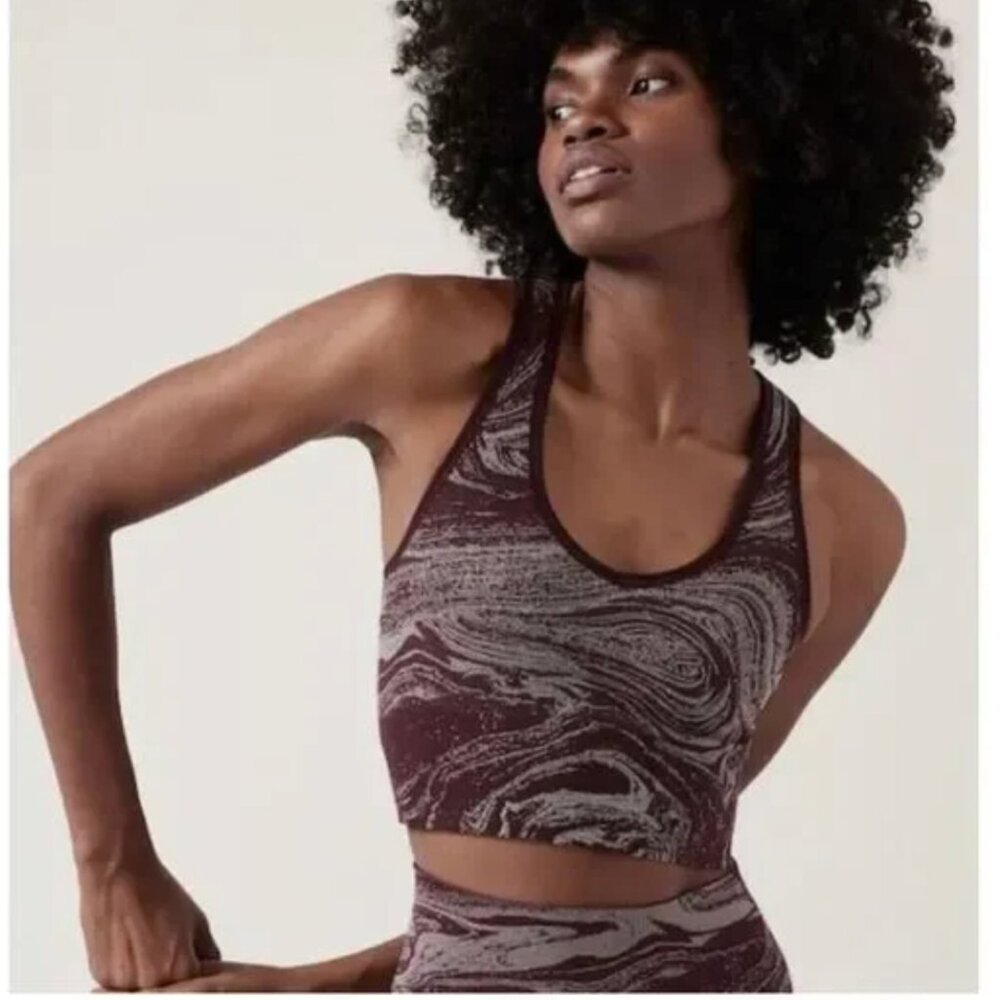 NWOT Athleta Aurora Seamless Shine Crop Tank Spiced Cabernet Size Small